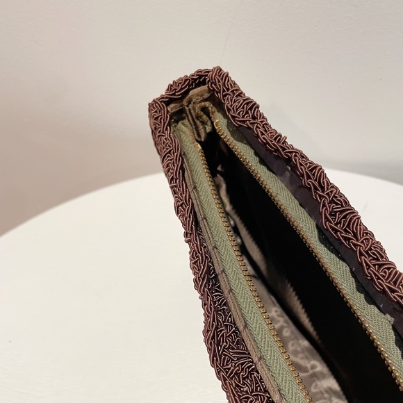 Vintage 40s Brown Corde Box Shaped Clutch w/Key Chain and Large Circular Tassel - Picture 9 of 13